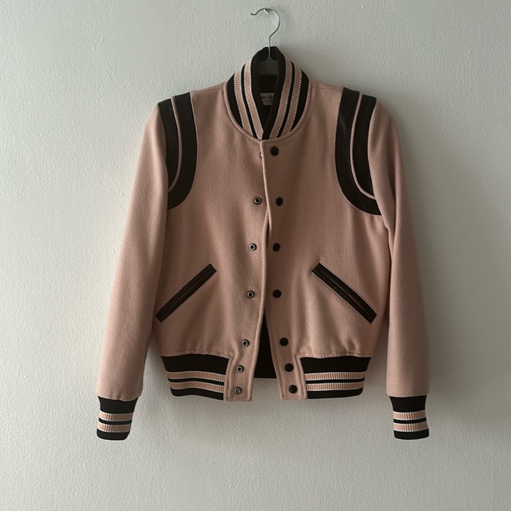 Saint Laurent - Teddy Jacket - size small - Wool - Baby Pink (minor pilling)